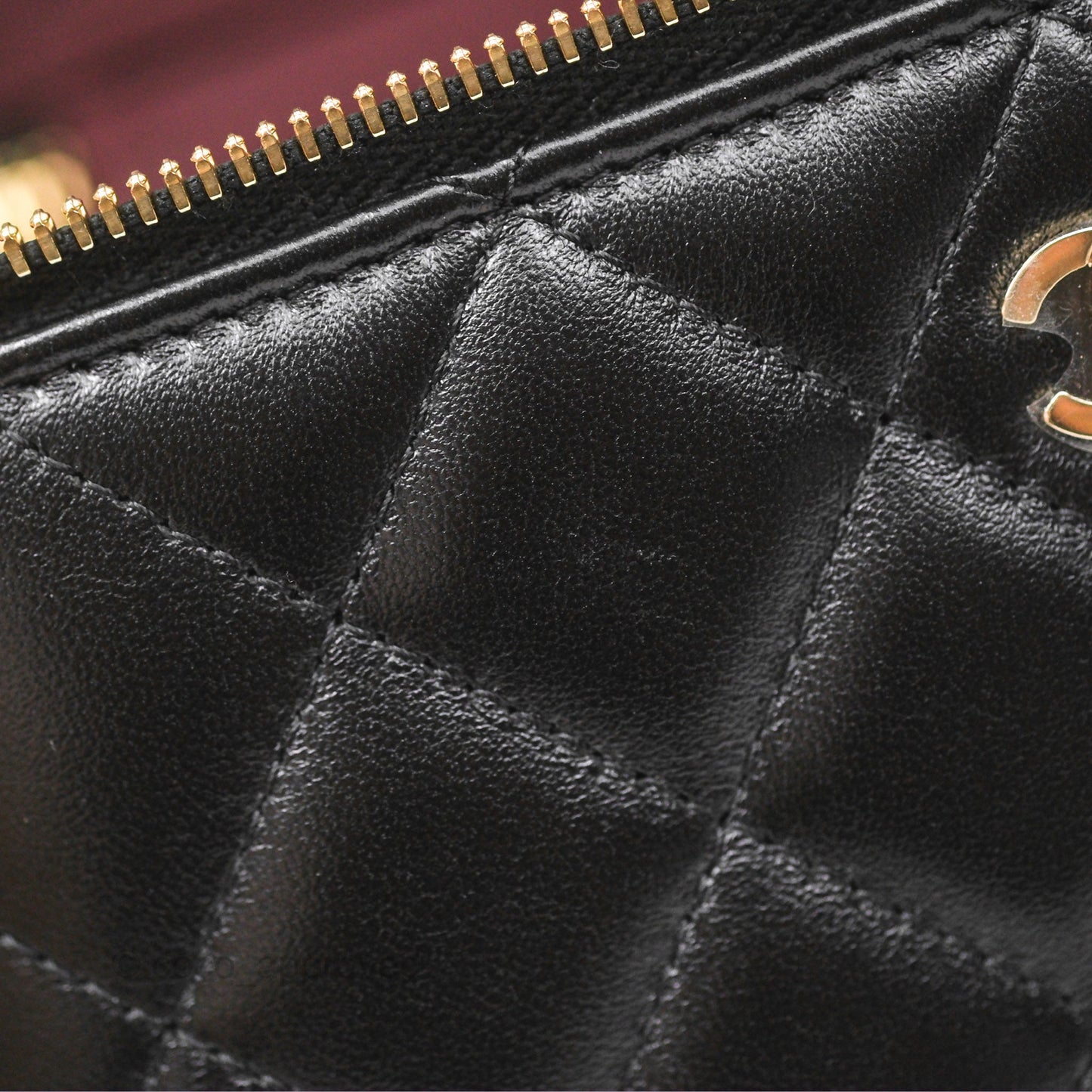 Chanel Vanity Rectangular With Chain Black Lambskin Gold Hardware