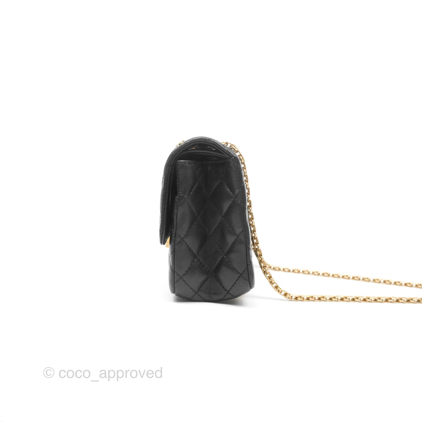 Chanel Reissue 2.55 Metallic Gold Crocodile Embossed Calfskin And Black Quilted Lambskin Aged Gold Hardware
