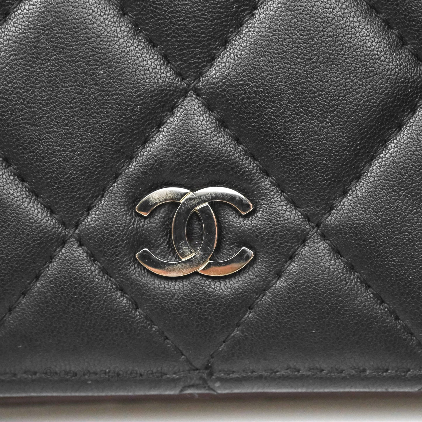 Chanel Classic Quilted Long Wallet Black Lambskin Silver Hardware