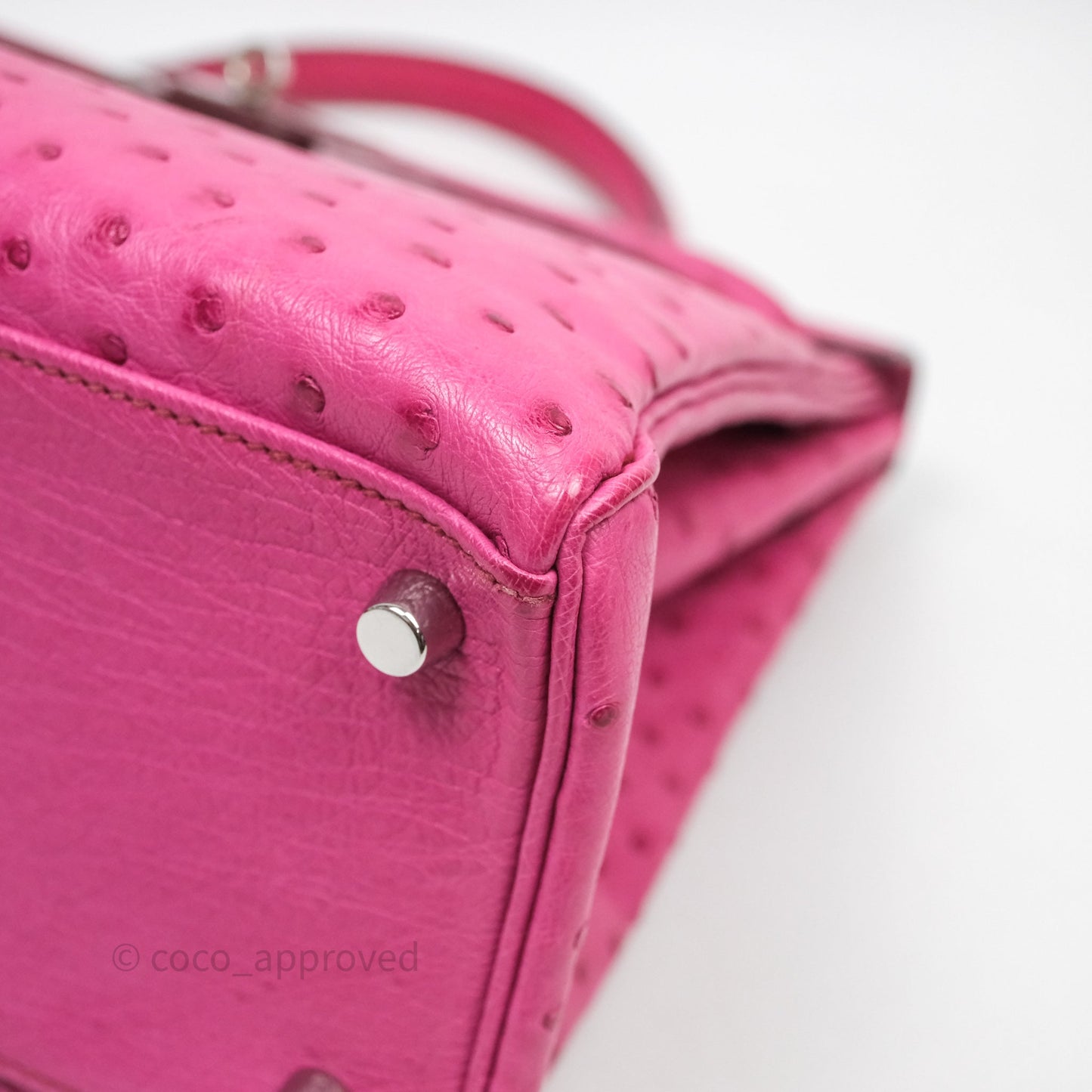 Hermes Kelly 32 Fuchsia Ostrich Palladium Hardware