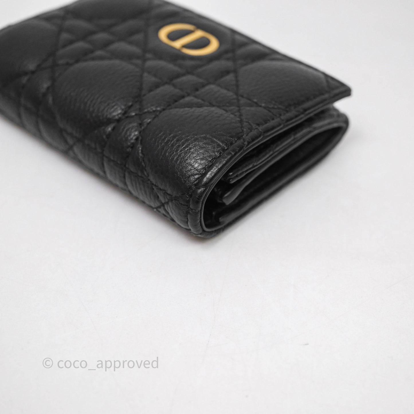 Dior Caro Glycine Wallet Black Supple Cannage Calfskin Gold Hardware