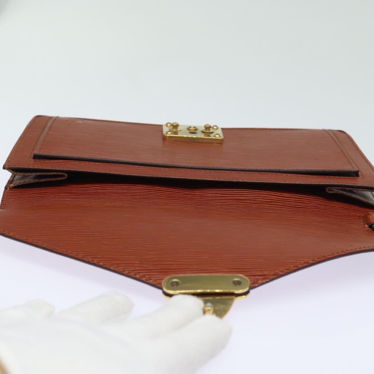 LOUIS VUITTON Epi Serie Dragonne Hand Bag Brown Zipang gold M52618 LV 82378