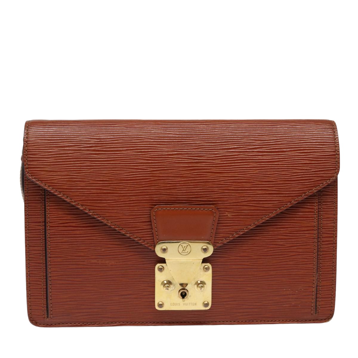 LOUIS VUITTON Epi Serie Dragonne Hand Bag Brown Zipang gold M52618 LV 82378