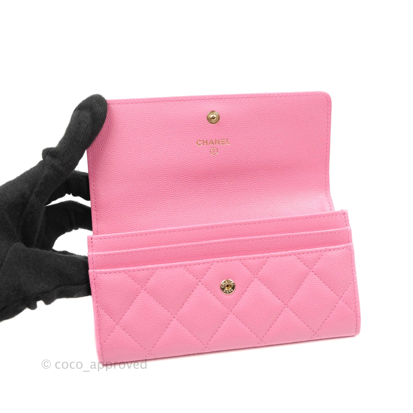 Chanel Quilted Flap Wallet Pink Caviar