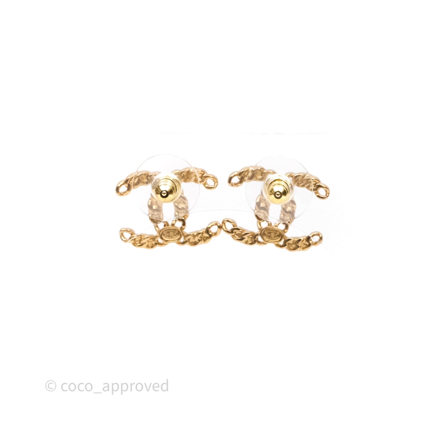 Chanel CC Crystal Pearl Earrings Gold Tone 21P