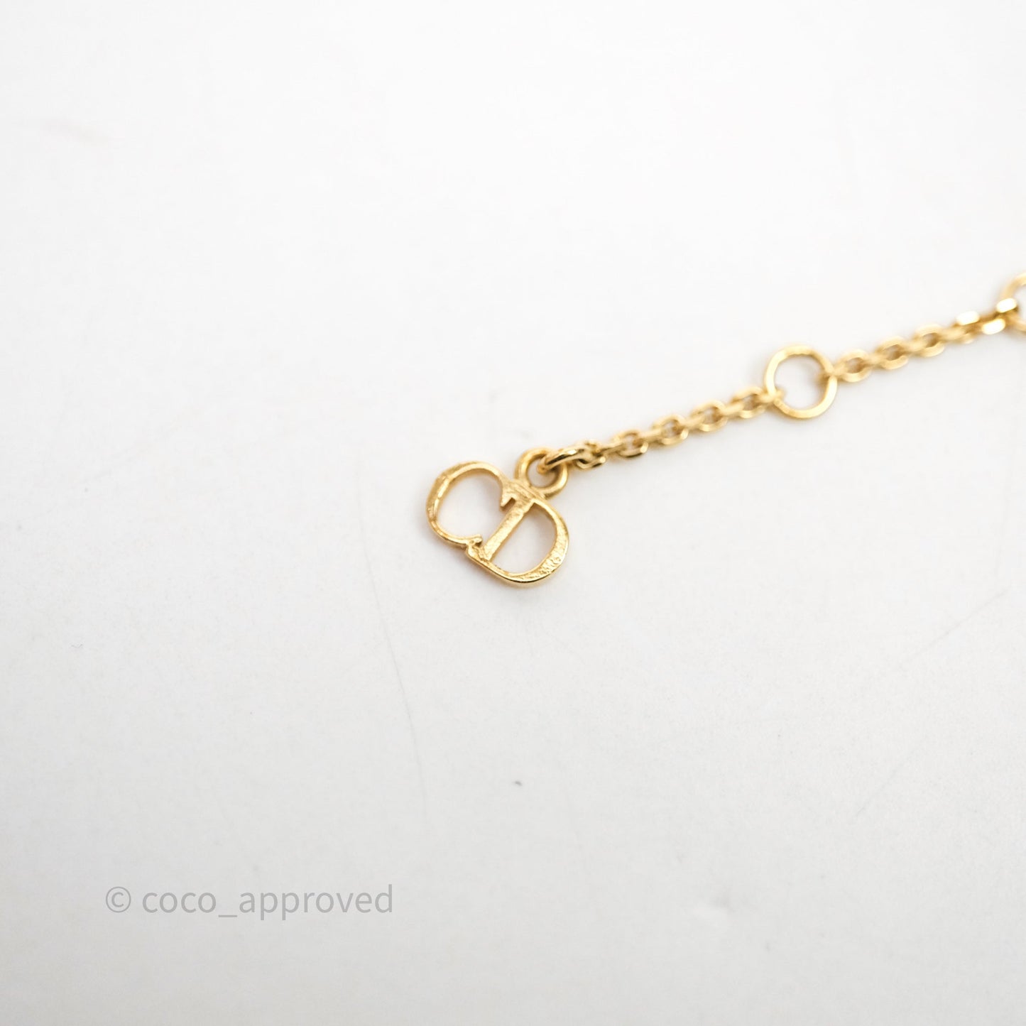Christian Dior Metal Crystal Pearl CD Bracelet Gold Tone
