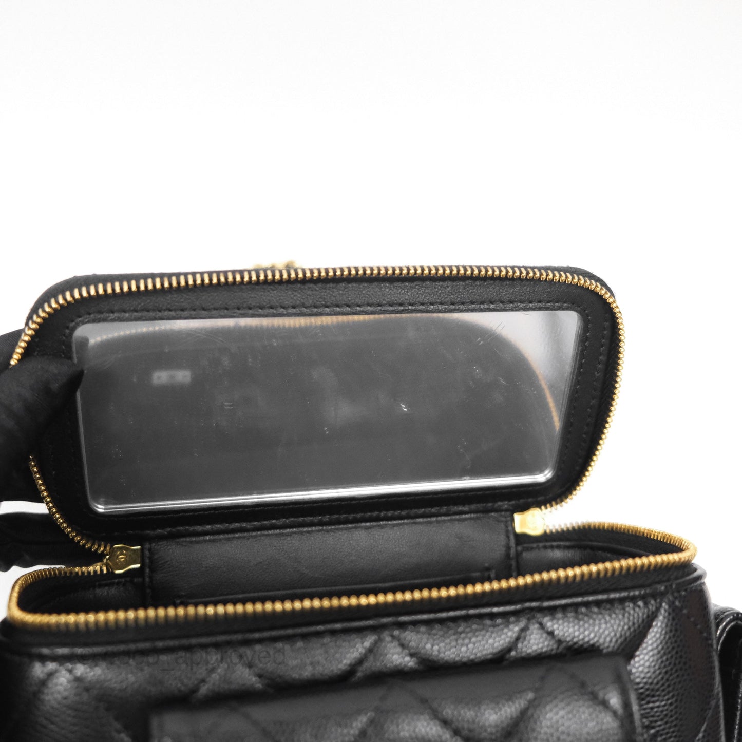 Chanel Cargo Pocket Top Handle Vanity with Chain Black Caviar Gold Hardware