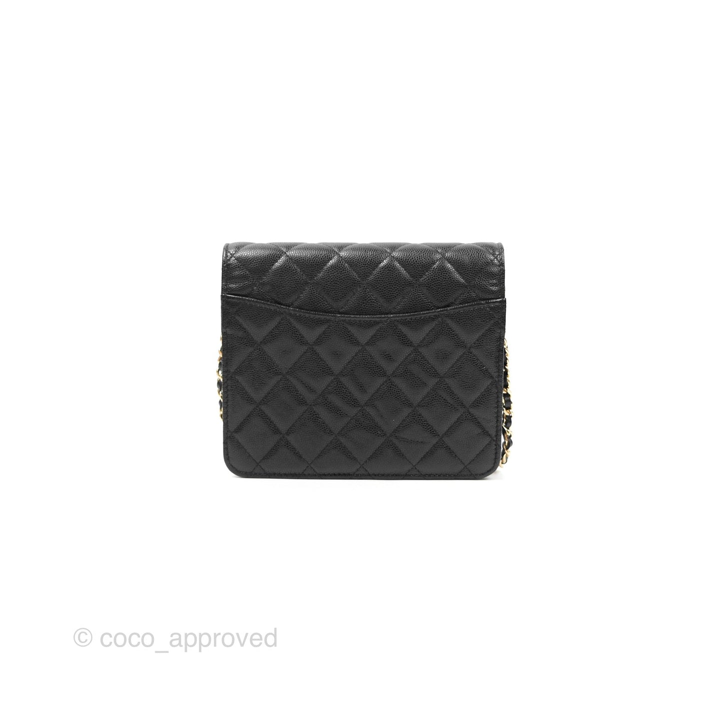 Chanel Square Flap WOC Black Caviar Gold Hardware