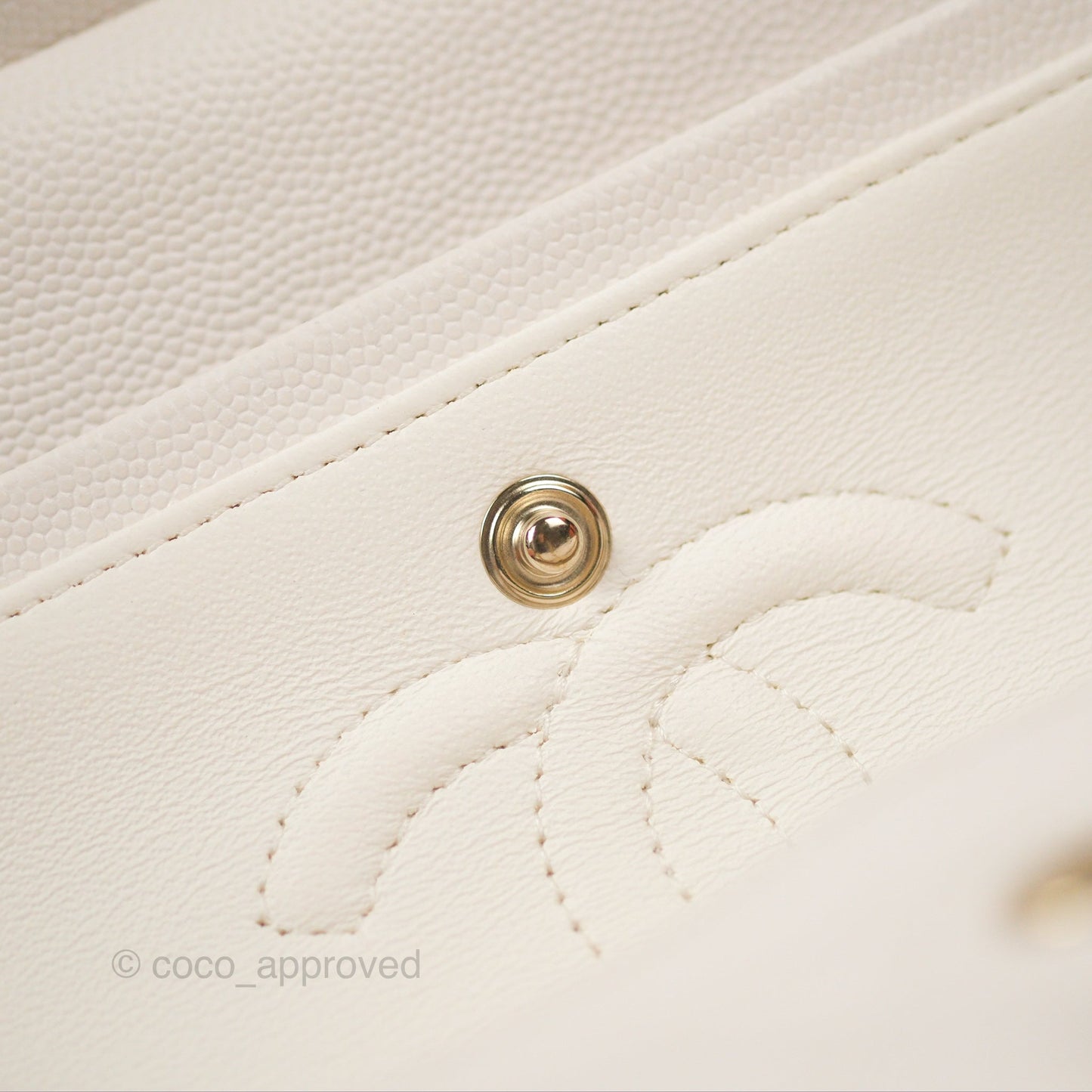 Chanel Small Classic Quilted Flap White Caviar Gold Hardware