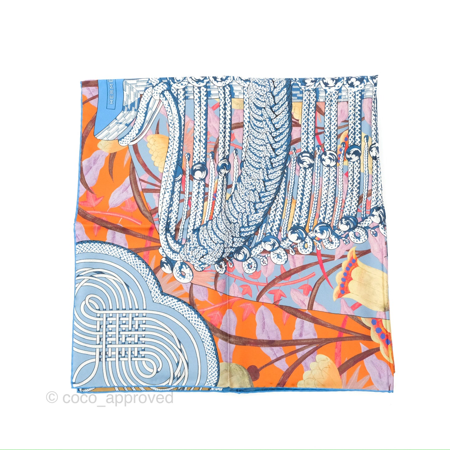 Hermès Brandebourgs Fleuris Double Face Scarf 90