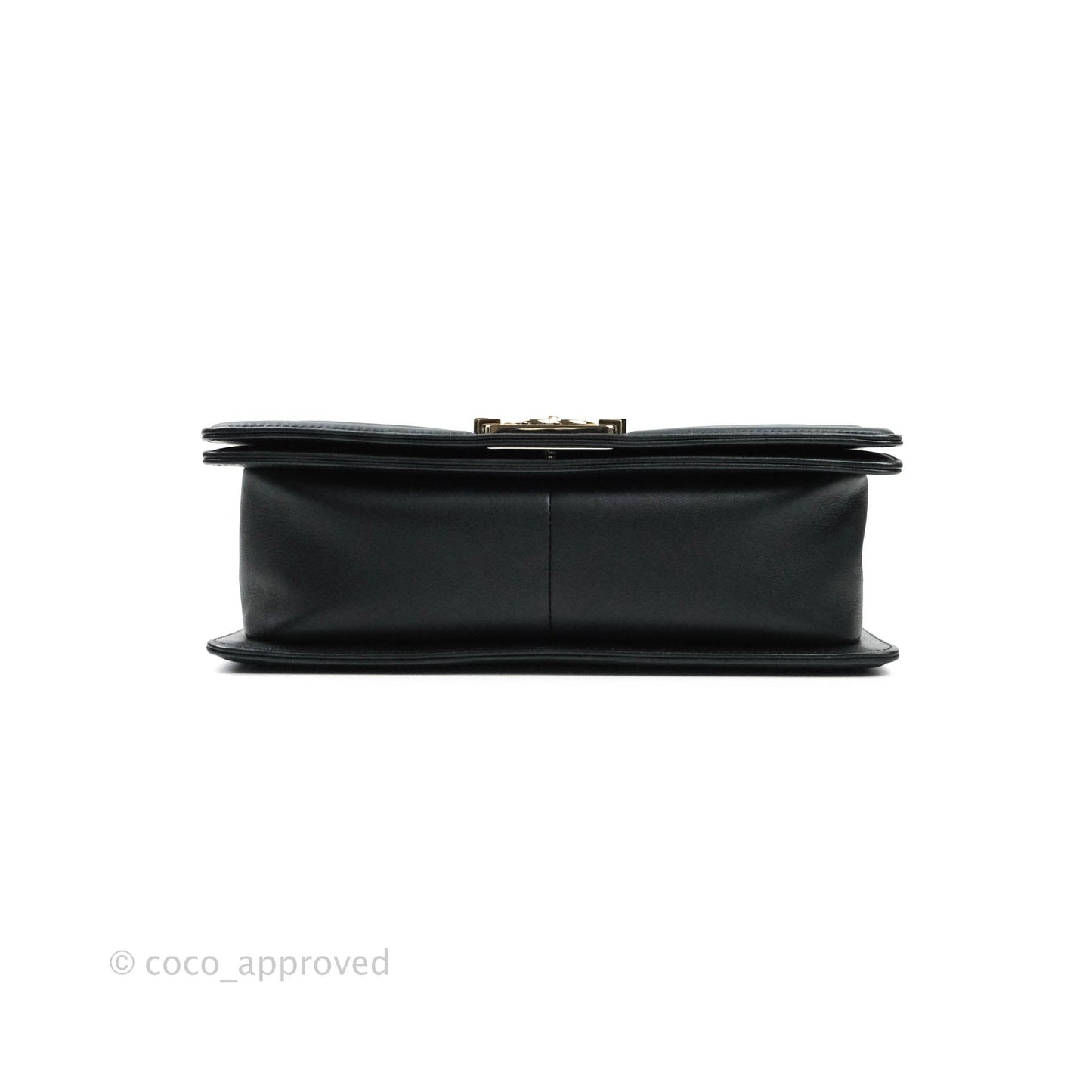 Chanel Chevron Medium Boy Bag Black Calfskin Gold Hardware