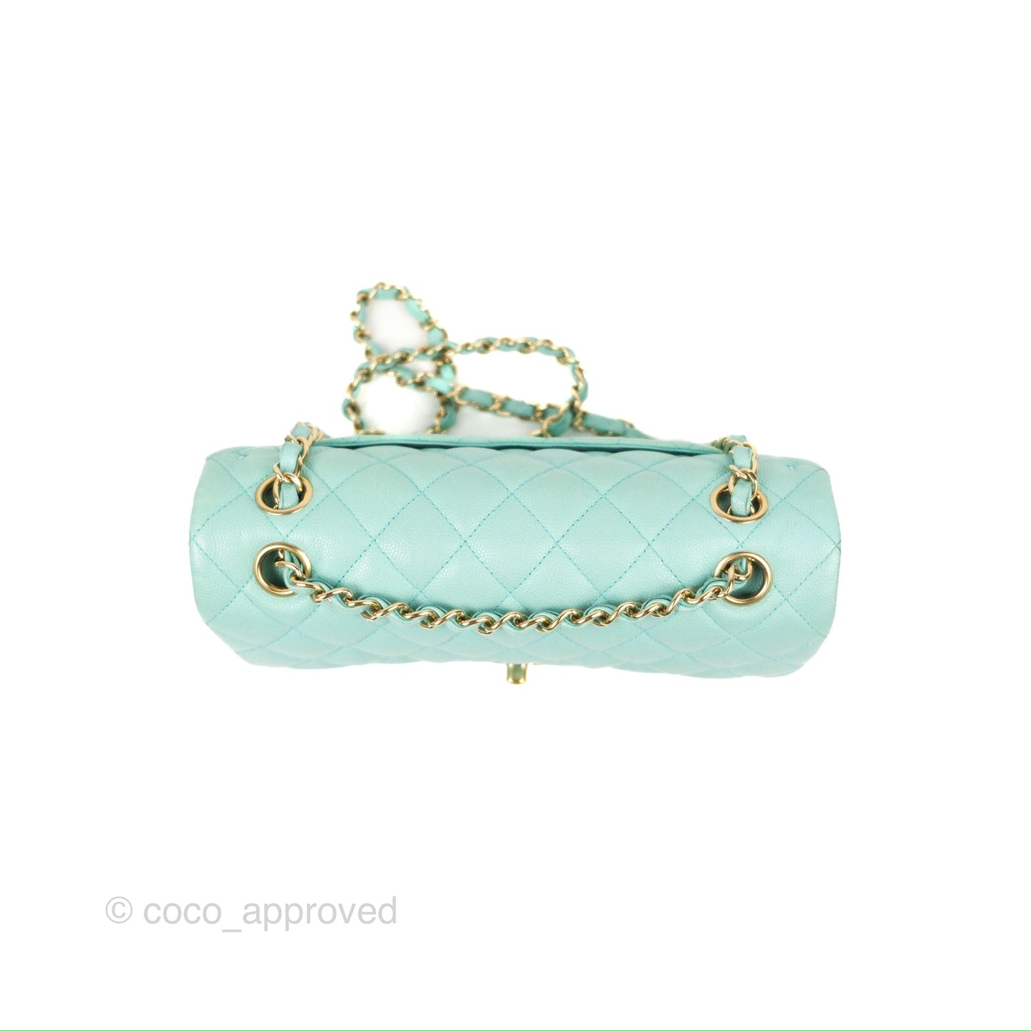 Chanel Small Classic Quilted Flap Tiffany Blue Caviar Gold Hardware 20C