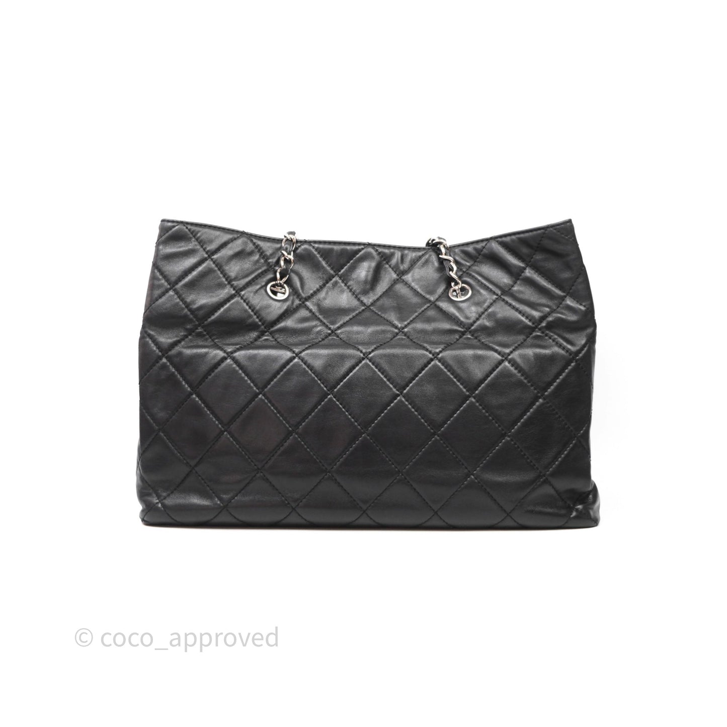 Chanel In The Business Tote Bag Black Calfskin Silver Hardware