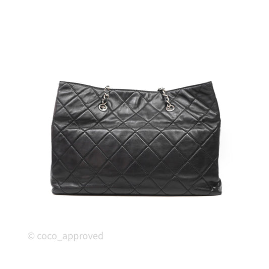 Chanel In The Business Tote Bag Black Calfskin Silver Hardware
