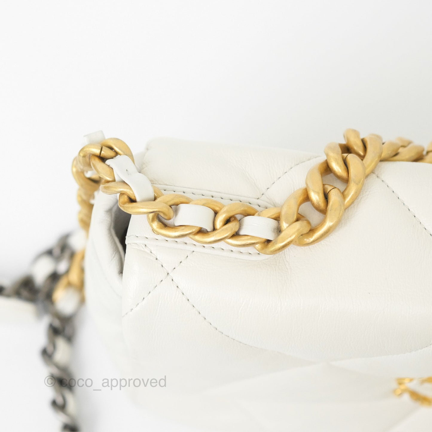 Chanel 19 Small Pearly White Mixed Hardware