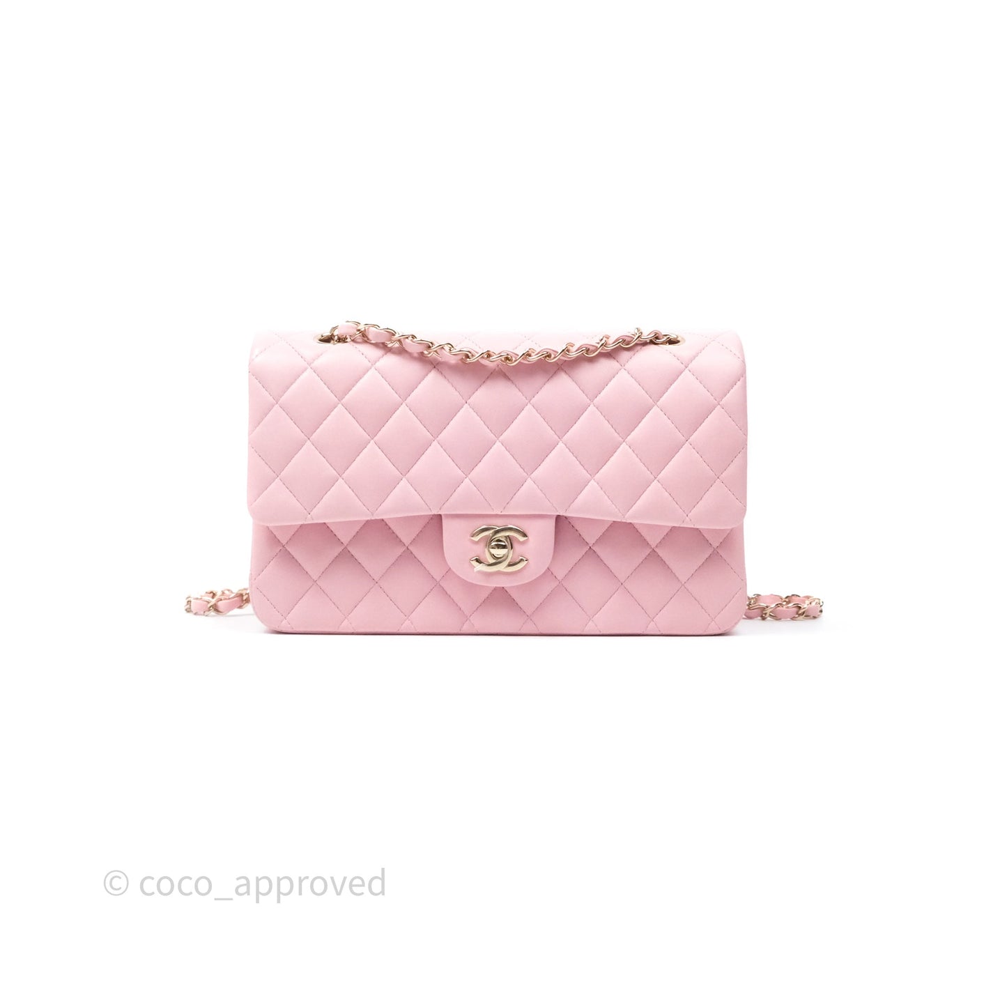 Chanel Classic M/L Medium Flap Quilted Pink Lambskin Gold Hardware