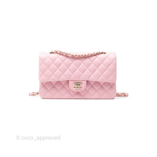 Chanel Classic M/L Medium Flap Quilted Pink Lambskin Gold Hardware