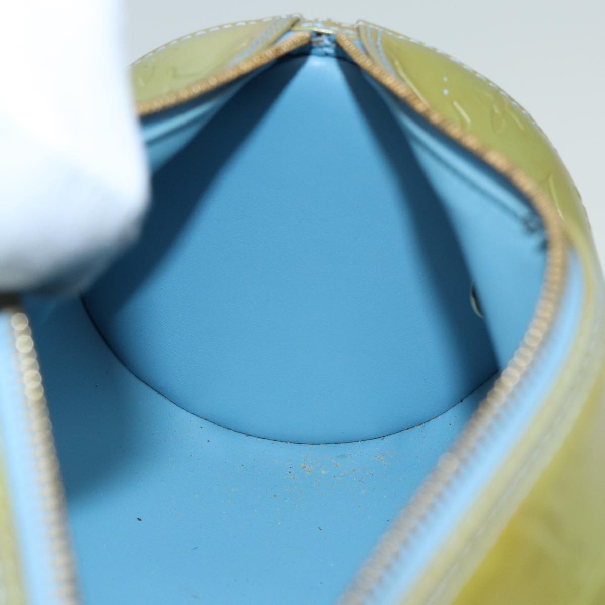 LOUIS VUITTON Monogram Vernis Bedford Hand Bag Baby Blue M91007 LV 82456