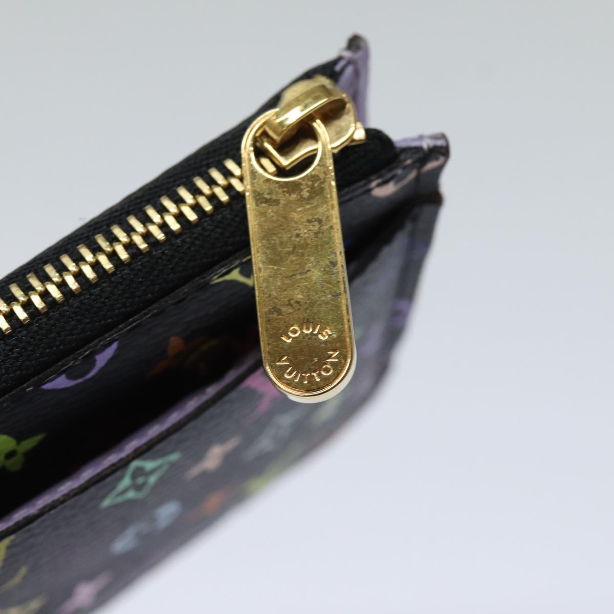 LOUIS VUITTON Multicolor Pochette Cles NM Coin Purse Black M60279 LV 82479