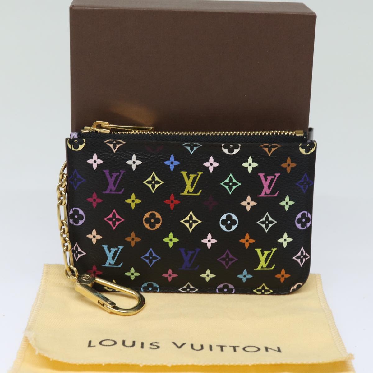 LOUIS VUITTON Multicolor Pochette Cles NM Coin Purse Black M60279 LV 82479