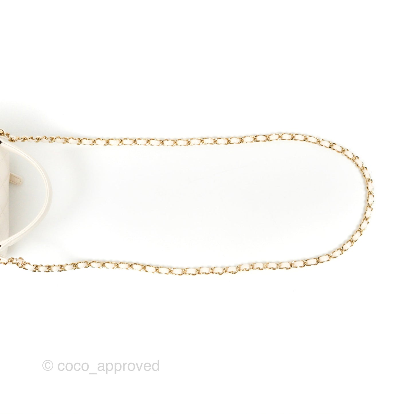 Chanel Quilted Top Handle Vanity Case White Caviar Gold Hardware