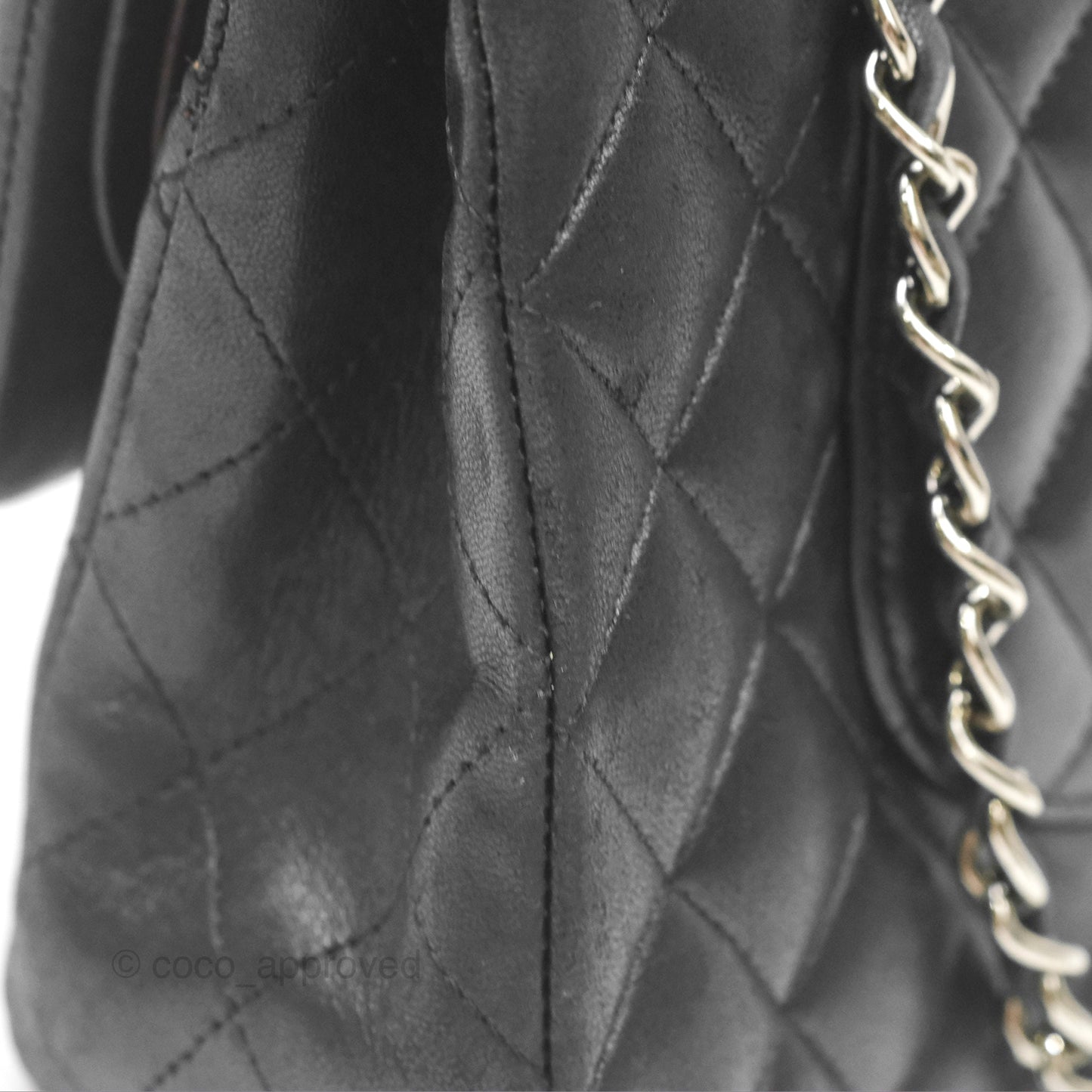 Chanel Classic M/L Medium Flap Quilted Black Lambskin Silver Hardware