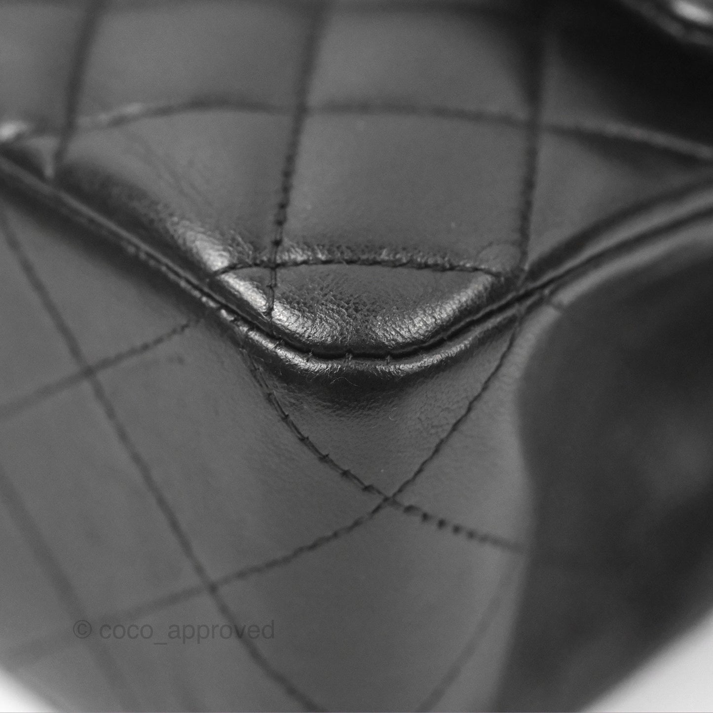 Chanel Classic M/L Medium Flap Quilted Black Lambskin Silver Hardware