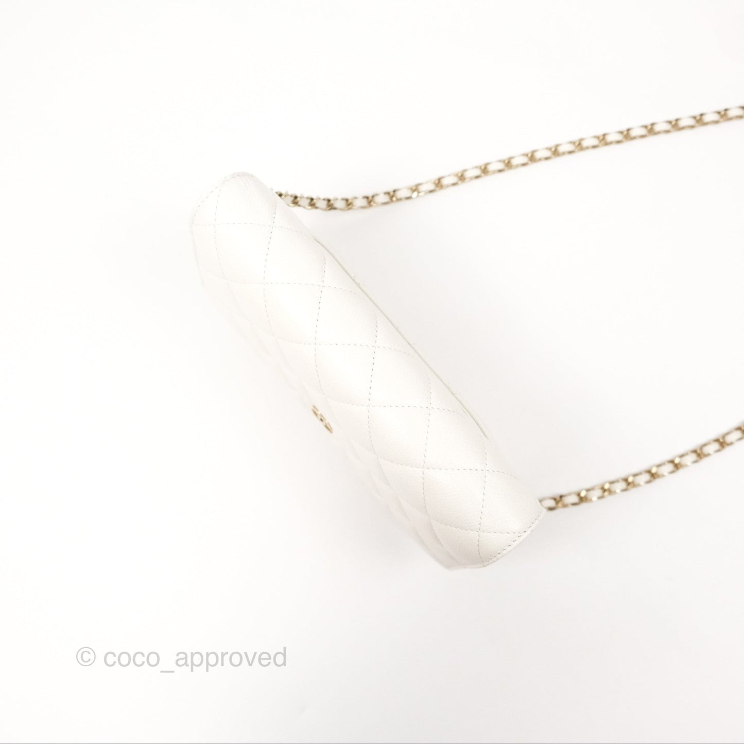 Chanel Quilted Classic Wallet on Chain WOC White Caviar Gold Hardware