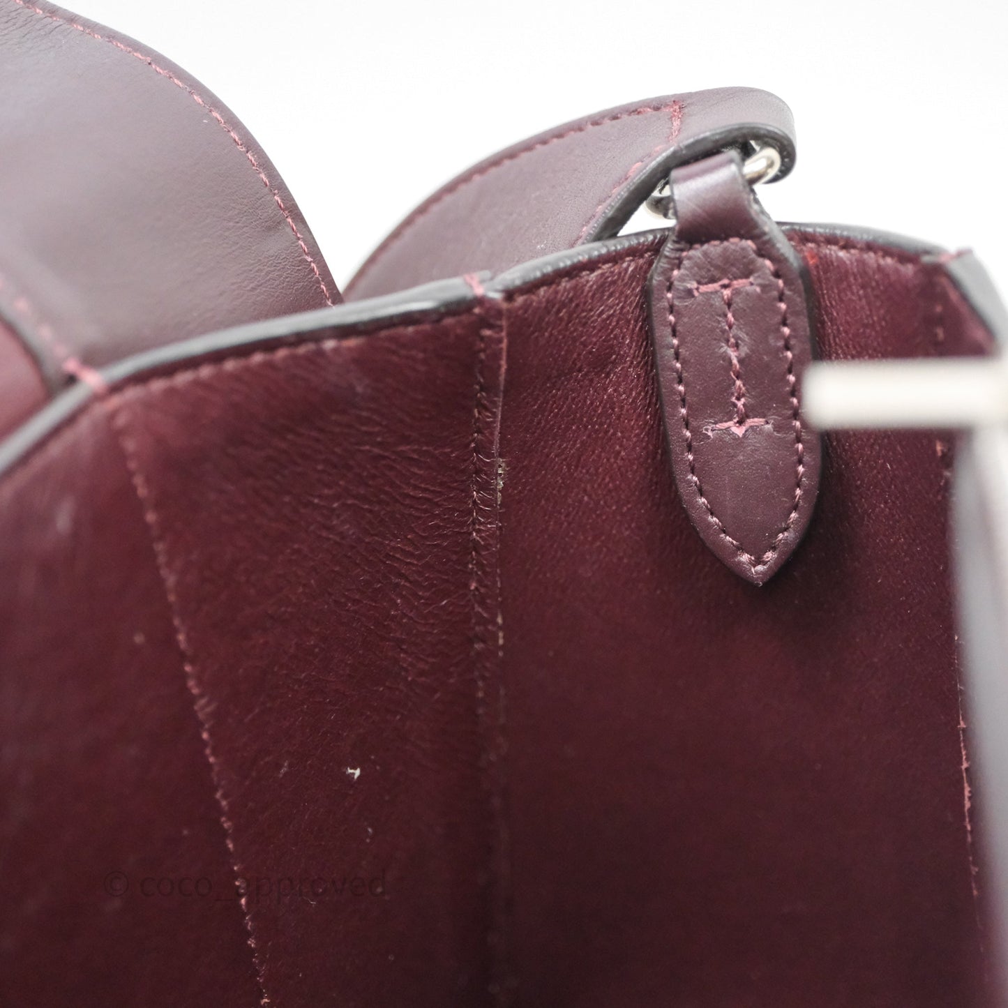 Celine Medium Frame Bag Burgundy / Pearl Blue Calfskin Silver Hardware
