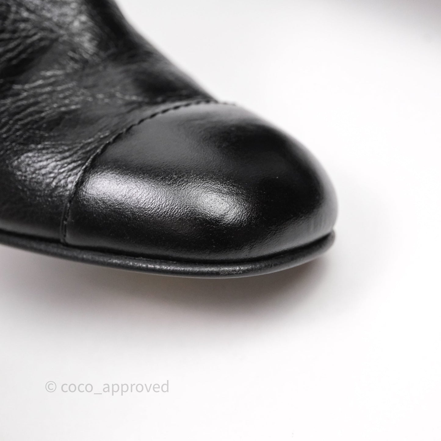 Chanel CC Black Leather Chain Ankle Boots Size 39