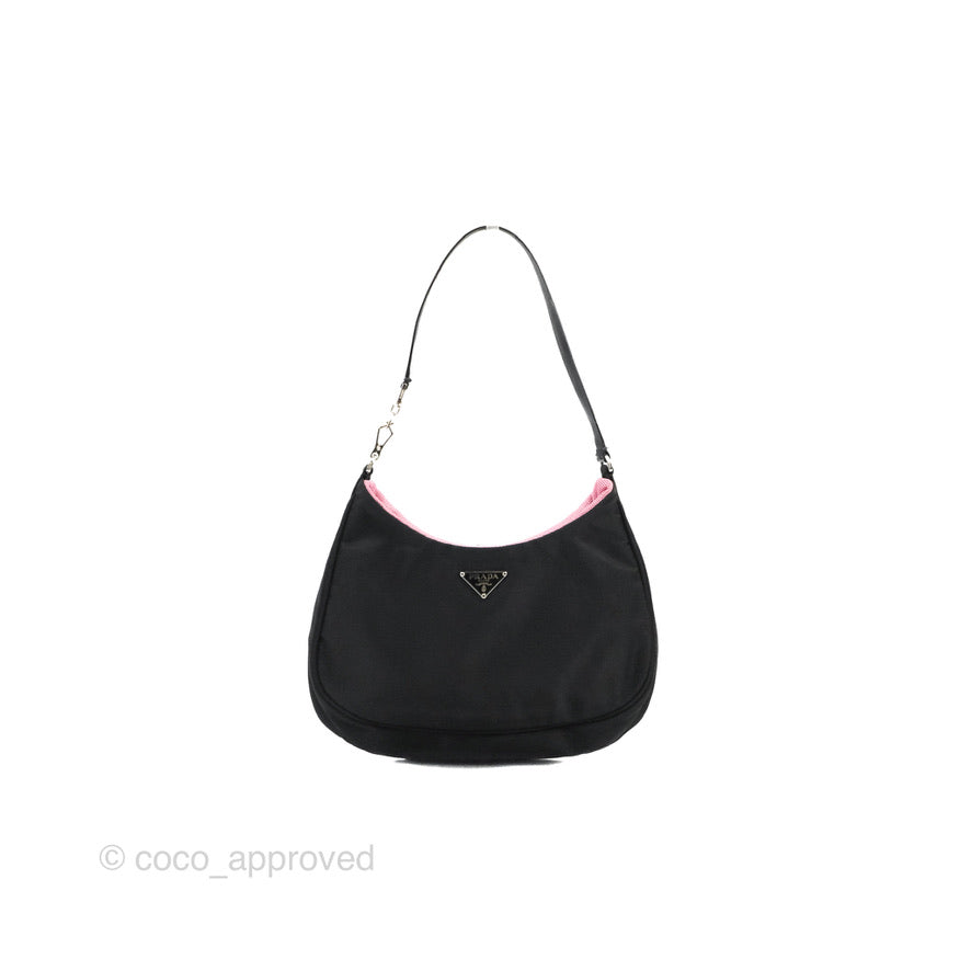 Prada Vintage Small Tessuto Hobo Bag Black Nylon