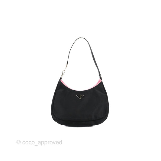 Prada Vintage Small Tessuto Hobo Bag Black Nylon