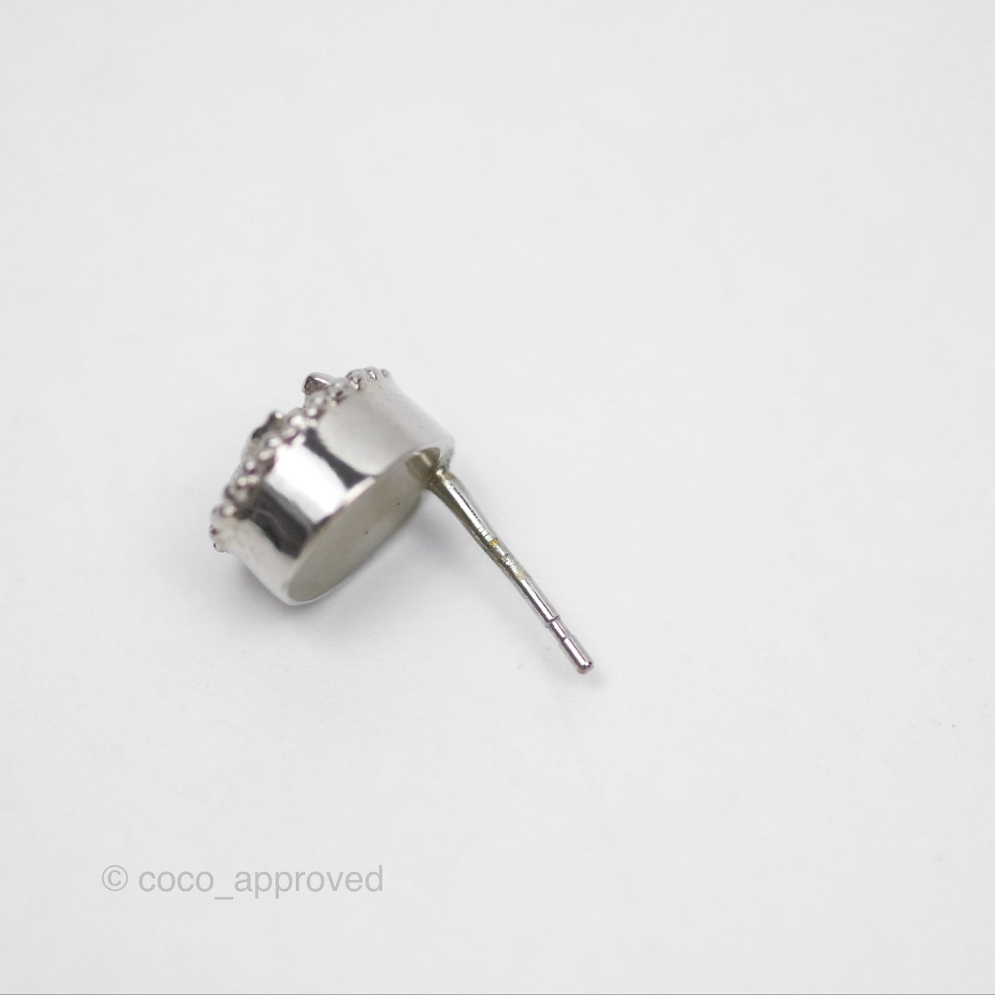 Chanel CC Round Earrings Silver Tone 19P