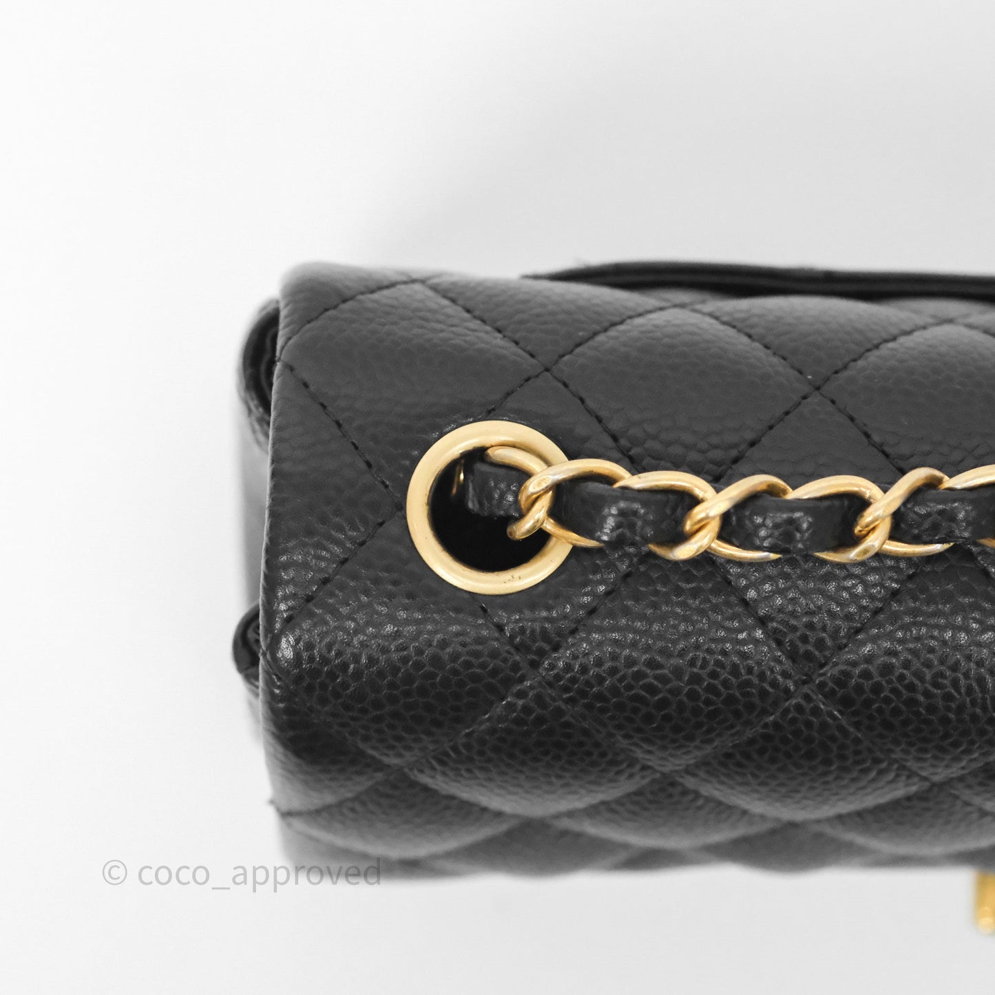Chanel Mini Rectangular Quilted Black Caviar Aged Gold Hardware