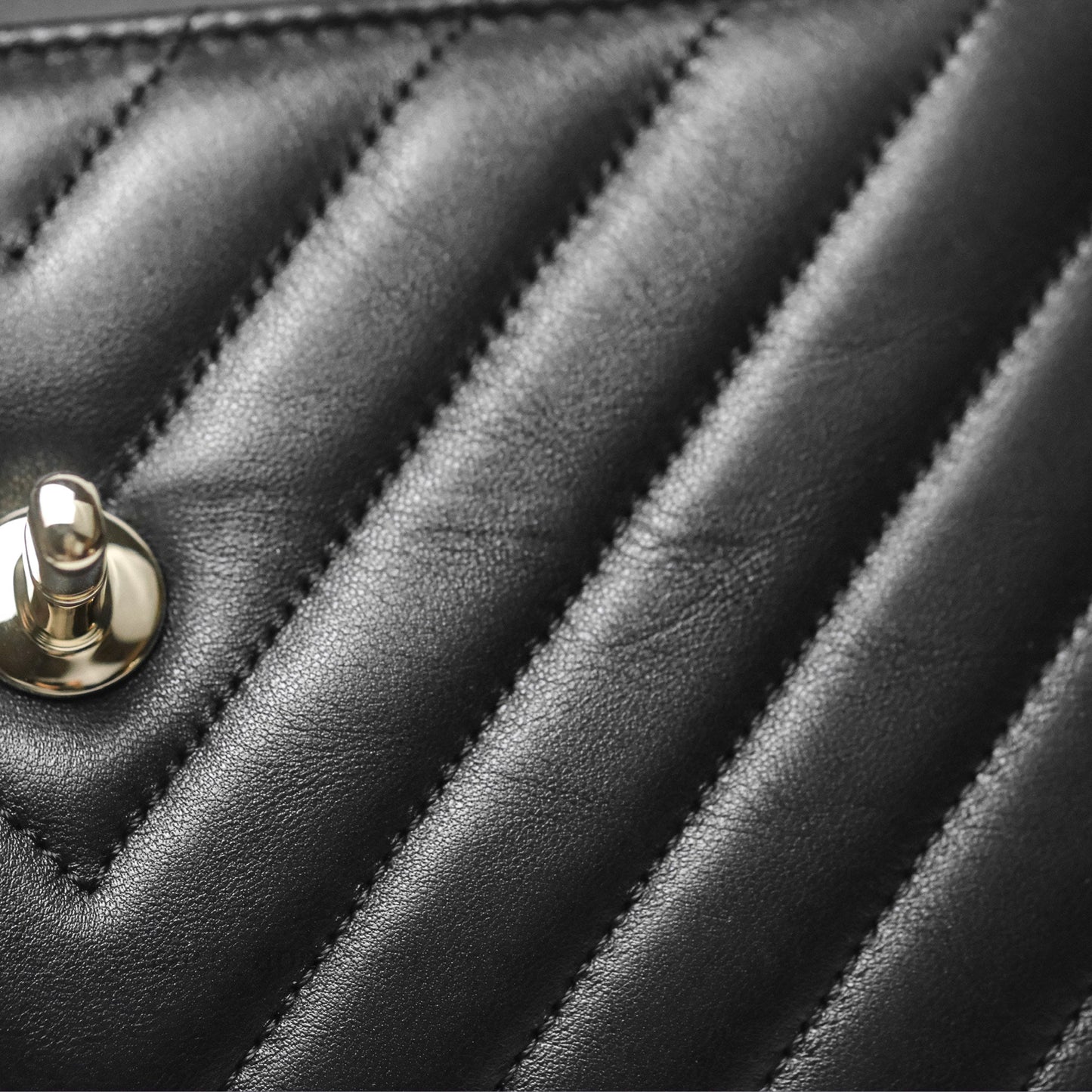 Chanel Small Trendy CC Black Chevron Lambskin Gold Hardware