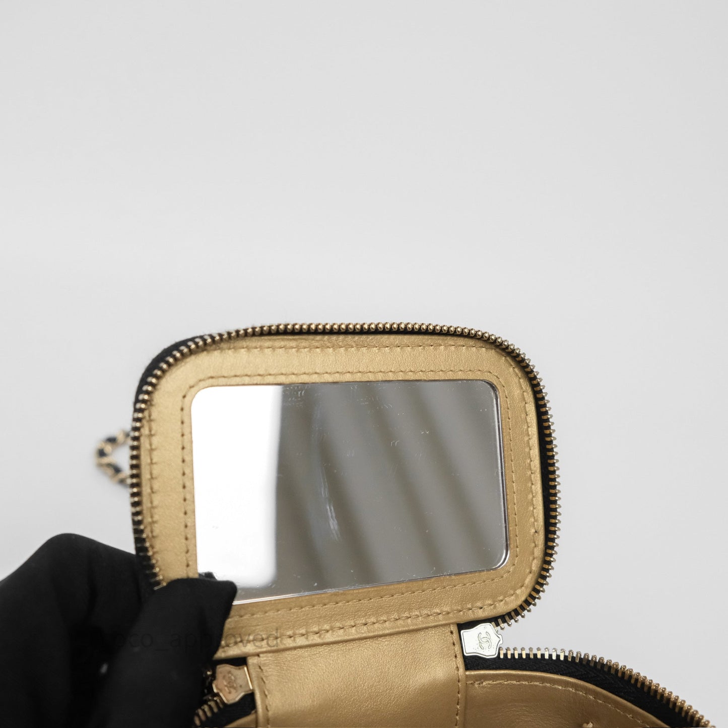 Chanel Mini Ball Crush Vanity With Chain Black Lambskin Gold Hardware