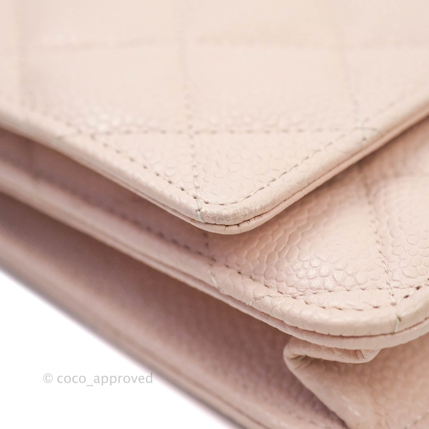 Chanel Quilted Wallet on Chain WOC Sakura Pink Caviar Silver Hardware