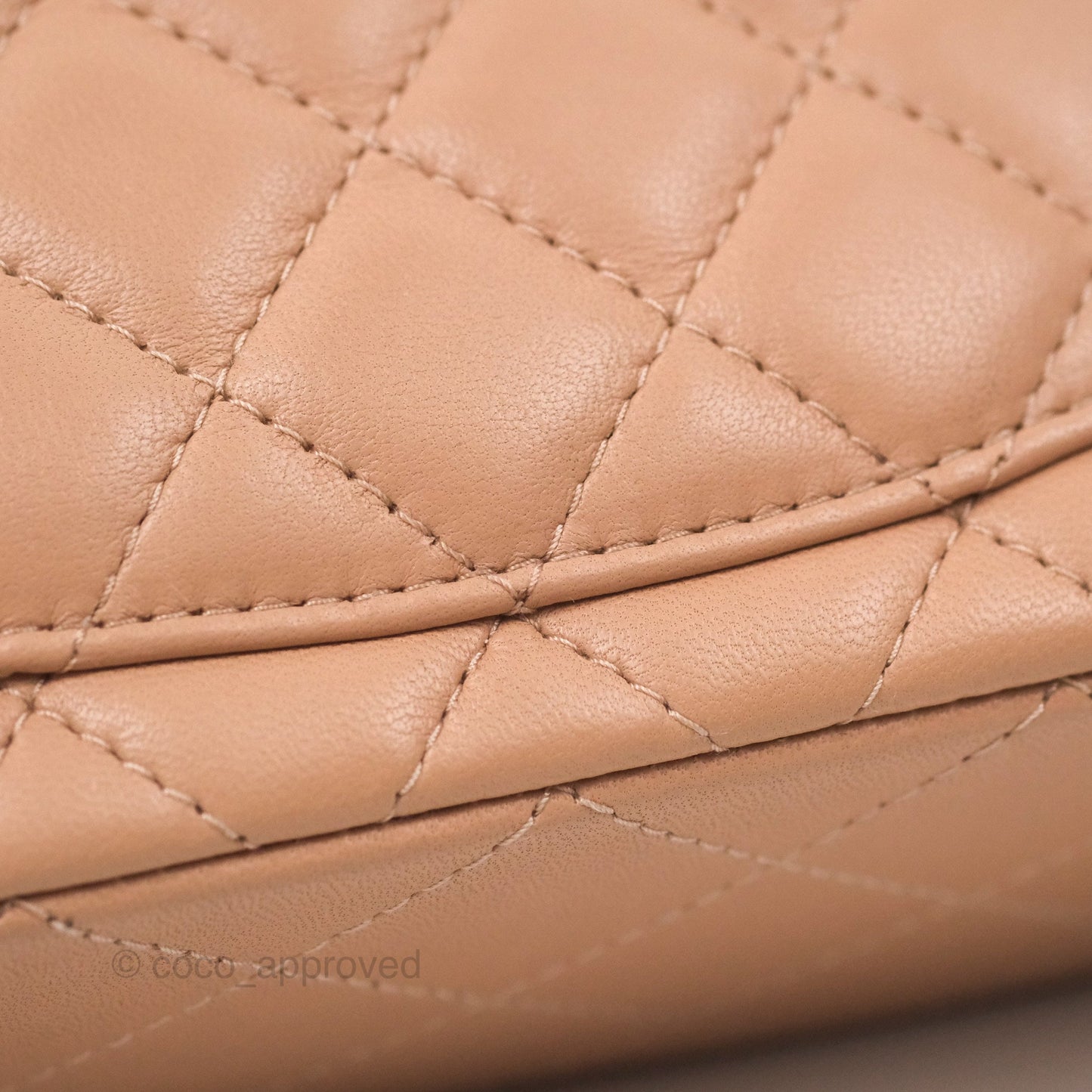 Chanel Quilted Mini Rectangular Flap Beige Lambskin Gold Hardware