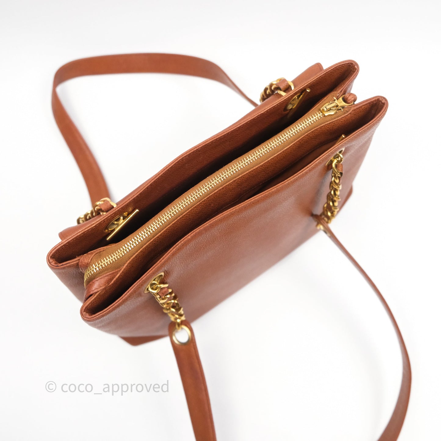 Chanel Vintage Tote Caramel Caviar 24K Gold Hardware