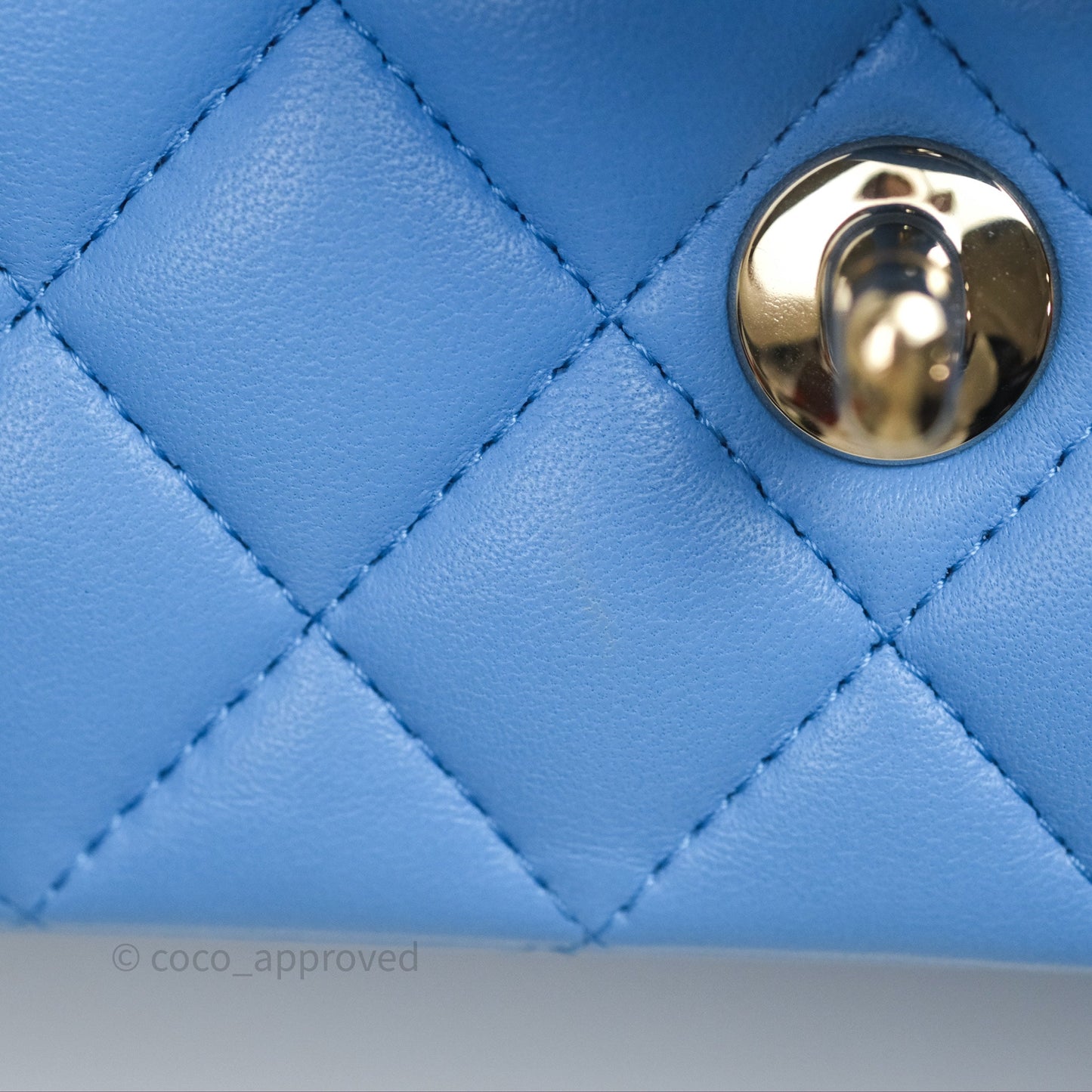Chanel Top Handle Mini Rectangular Flap Blue Lambskin Gold Hardware