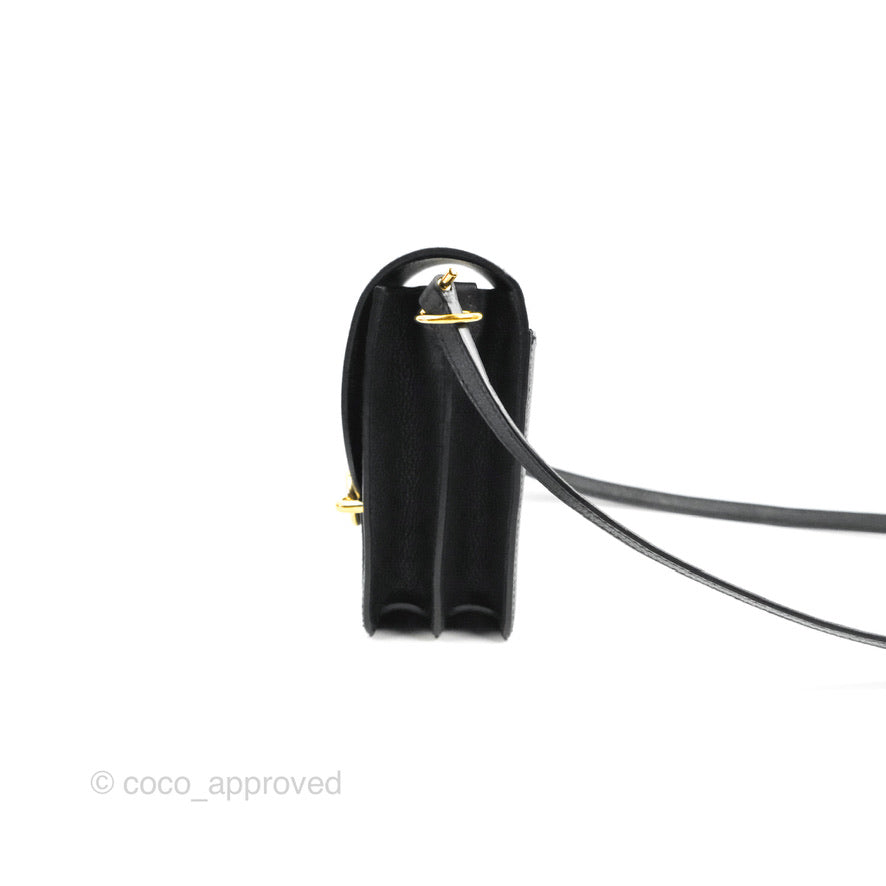 Hermès Roulis Mini 18 Black Clemence Gold Hardware