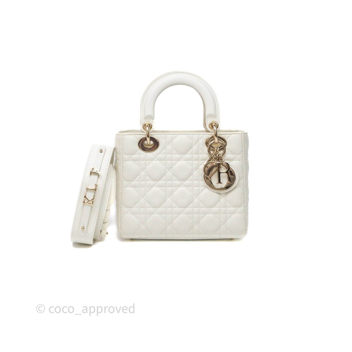 Christian Dior Small My ABCDior Lady Dior Bag White Cannage Lambskin Gold Hardware