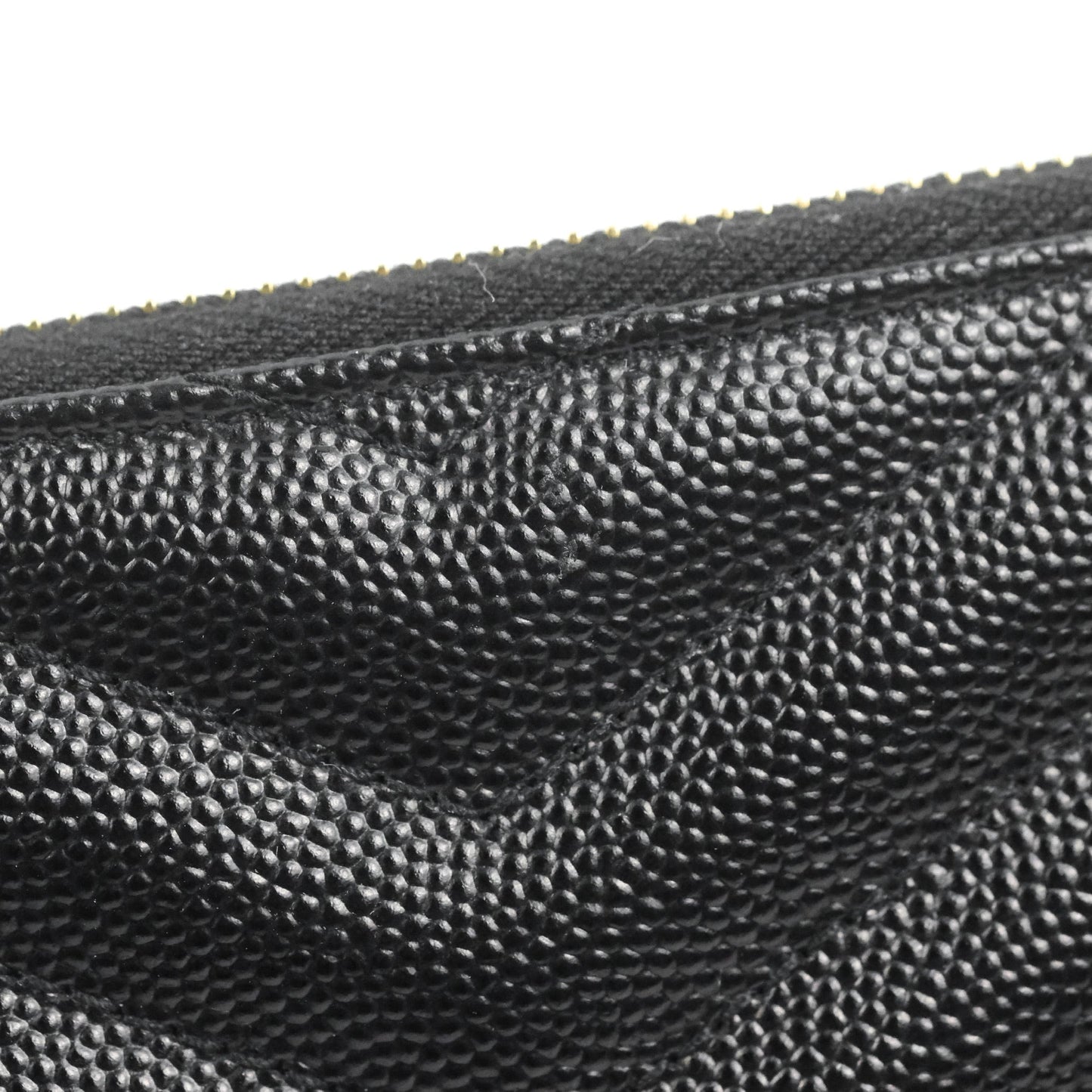 Saint Laurent Cassandre Matelasse Zipped Pouch Black Grained Leather Gold Hardware