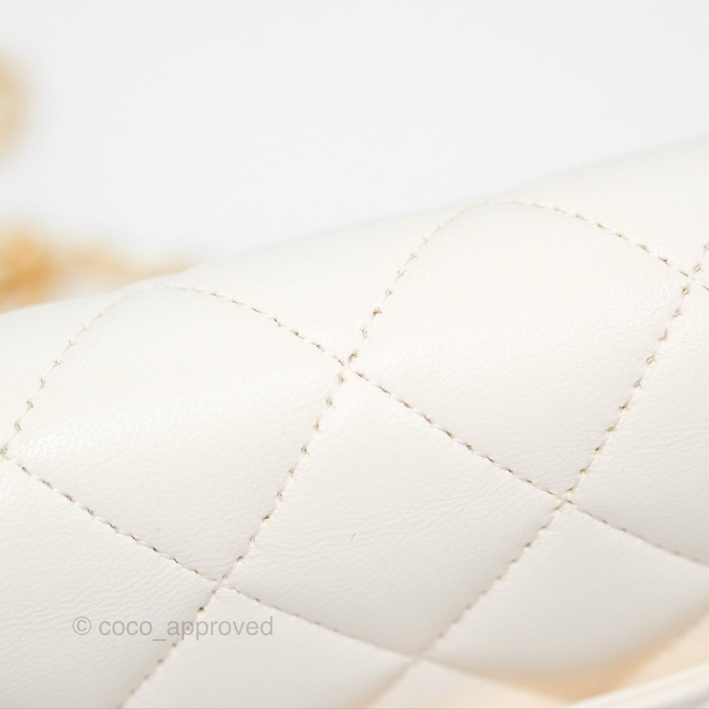 Chanel Quilted Wallet on Chain WOC Coco Heart Chain White Lambskin Aged Gold Hardware 22K