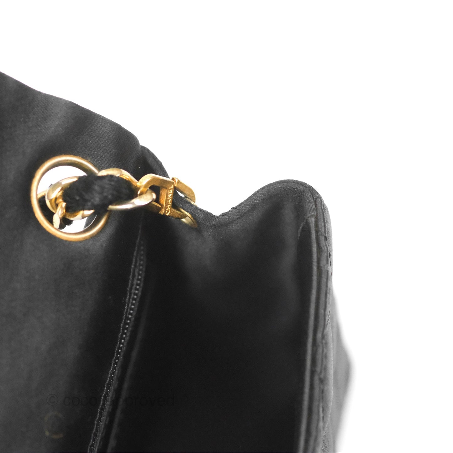 Chanel Mini Square Black Satin Gold Hardware