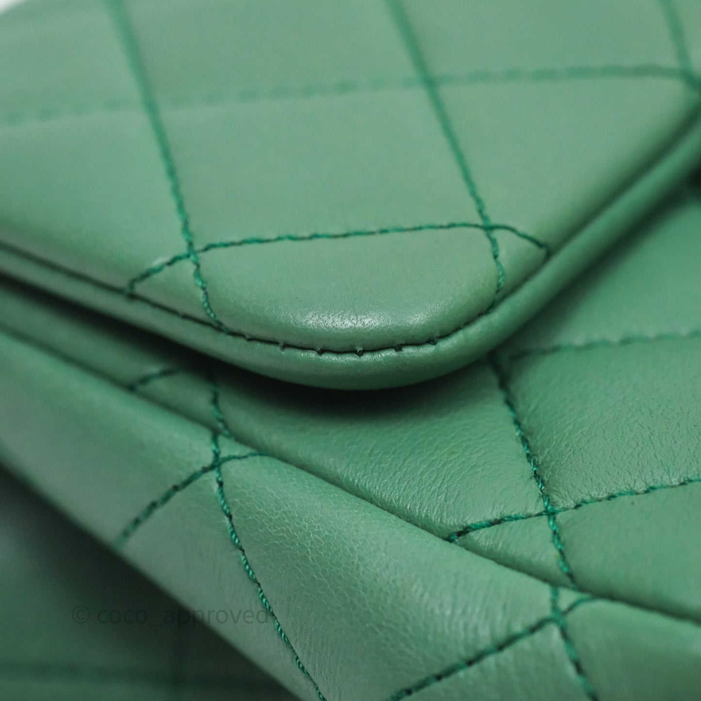 Chanel Pearl Crush Mini Square Quilted Green Lambskin Aged Gold Hardware