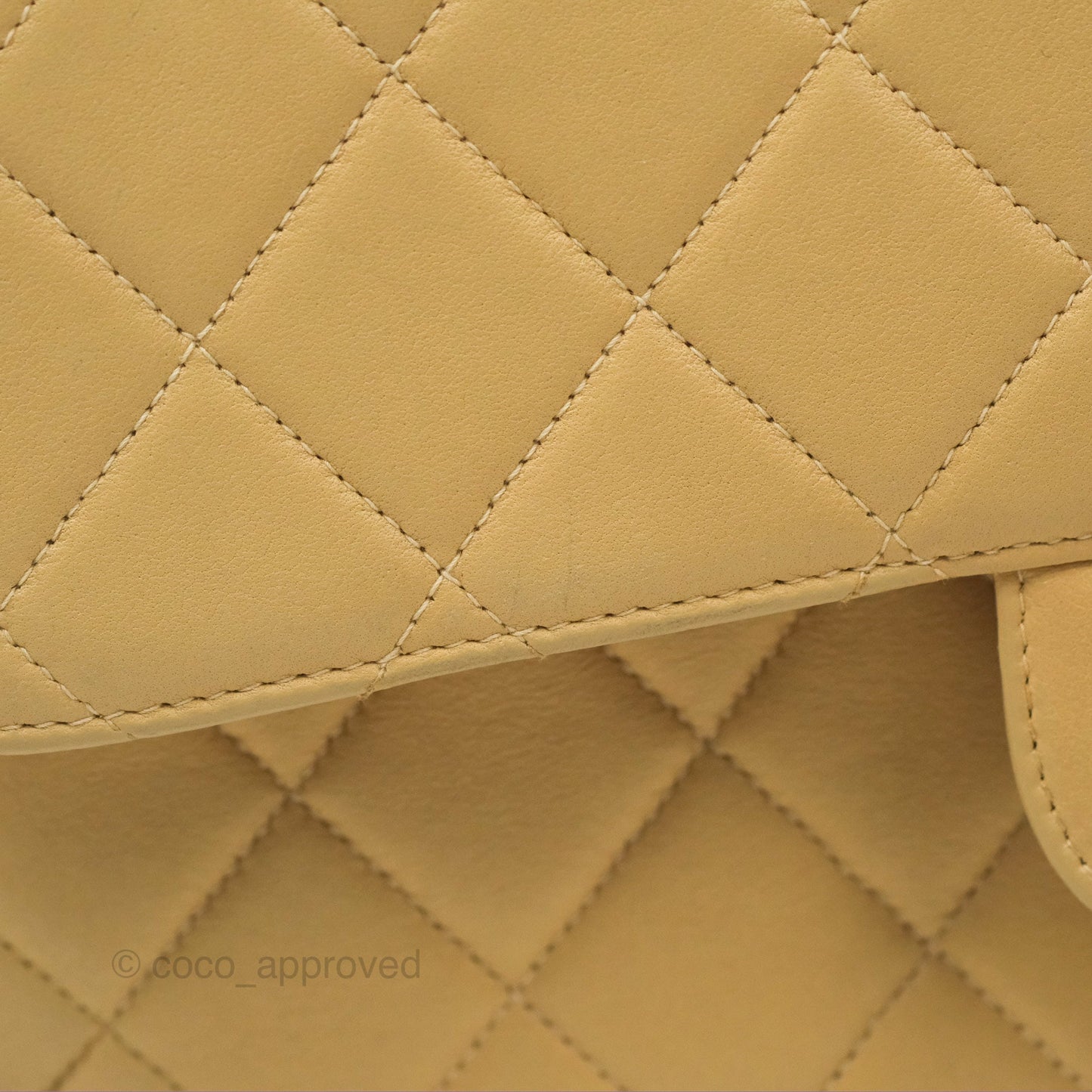 Chanel Vintage Double Sided Flap Bag Quilted Beige Lambskin Gold Hardware