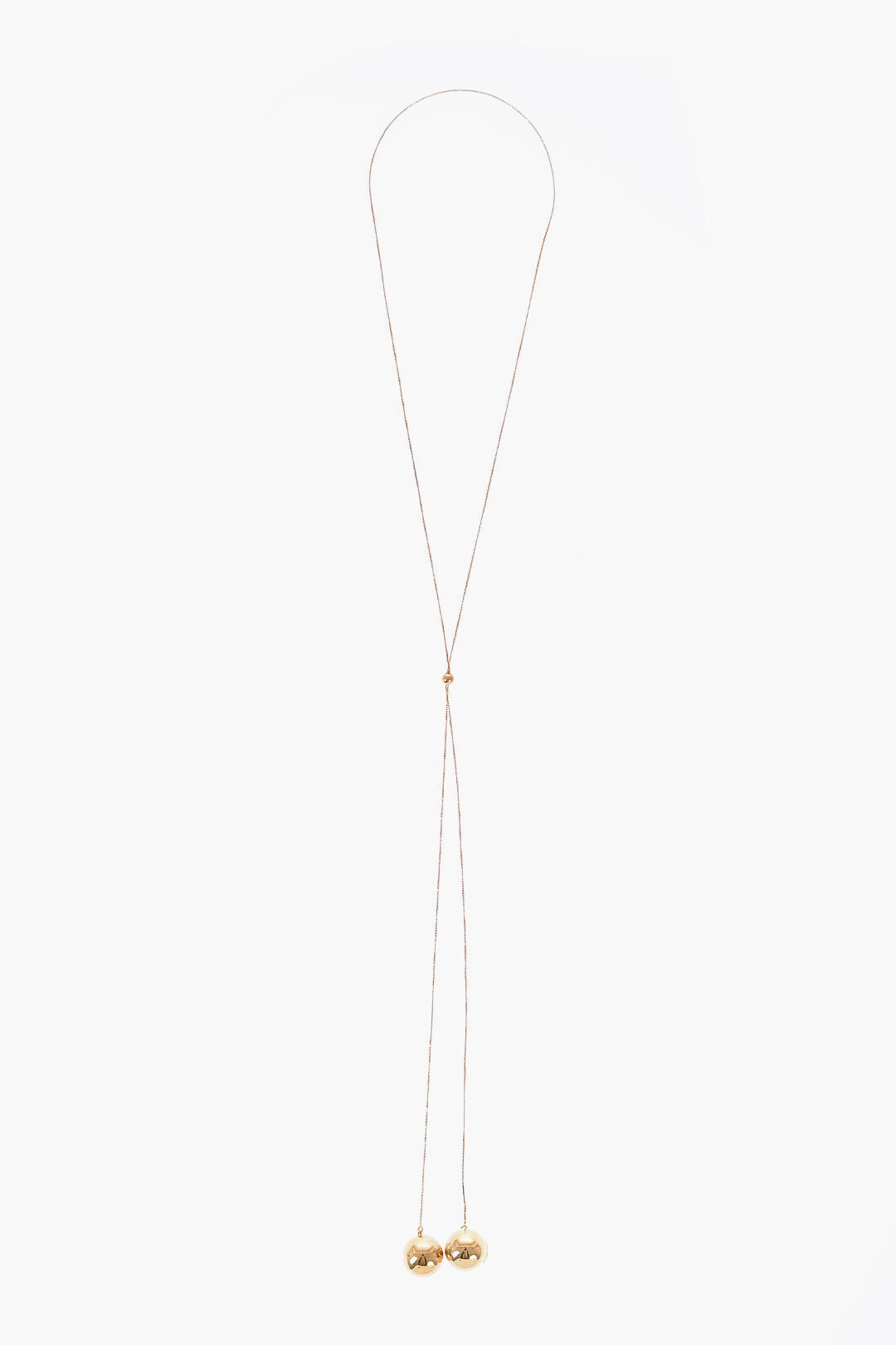 Luxury Bottega Veneta Golden Necklace With Double Ball Pendant