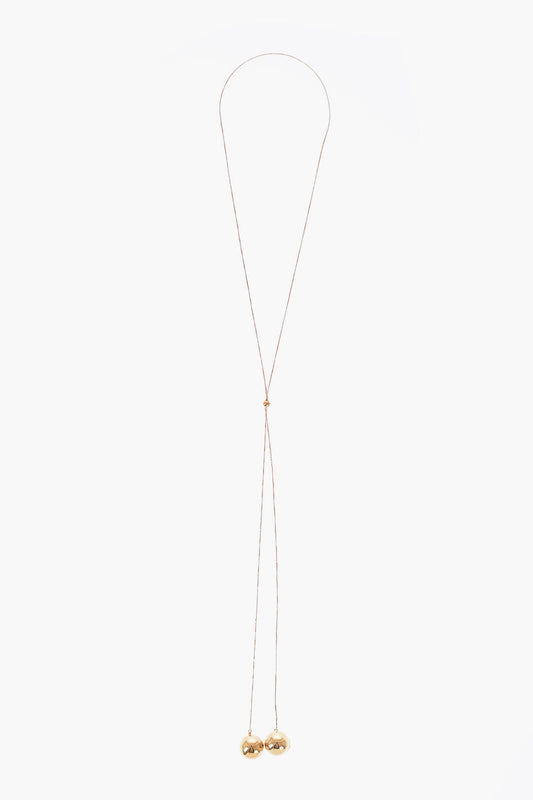 Luxury Bottega Veneta Golden Necklace With Double Ball Pendant