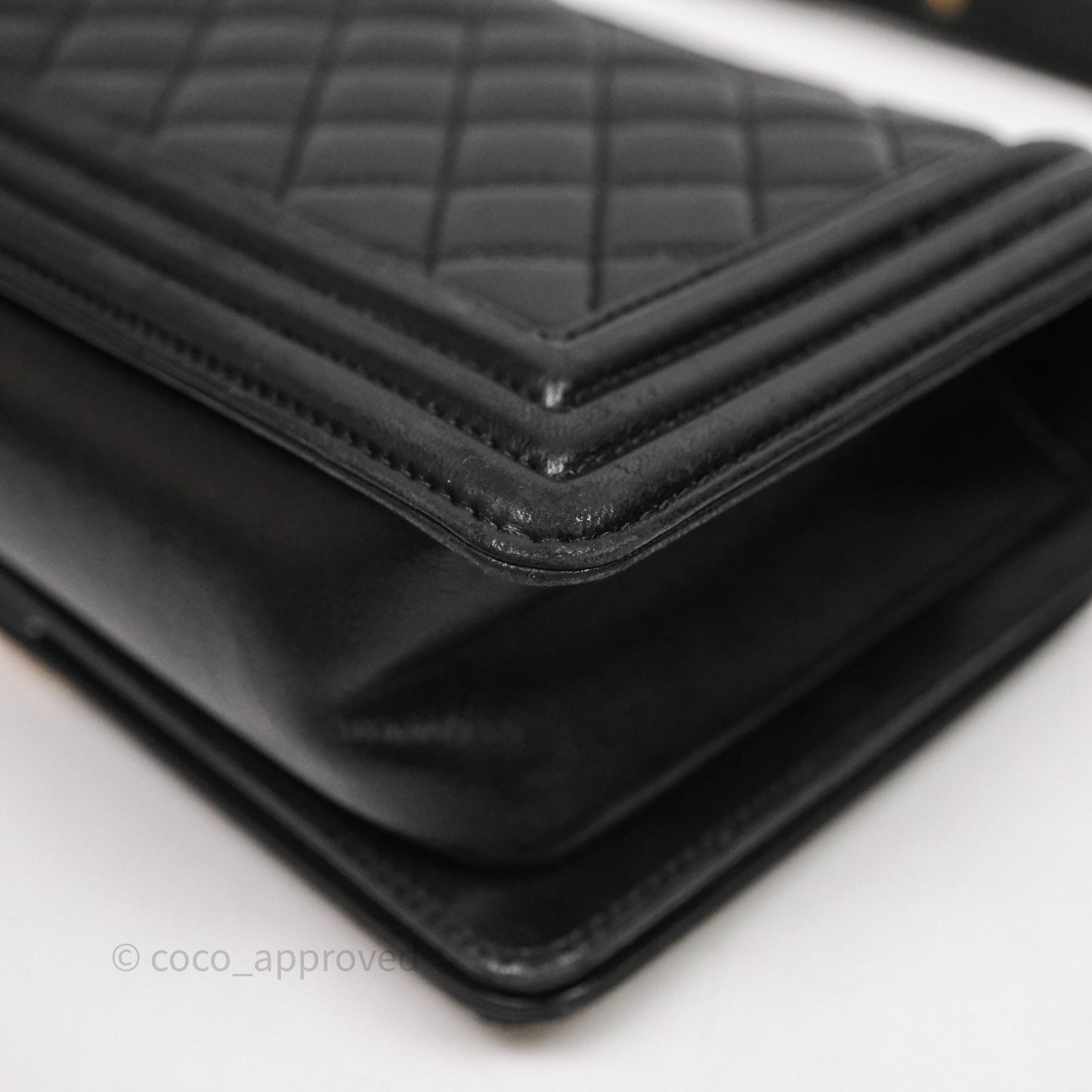 Chanel Medium Boy Quilted Black Lambskin Aged Gold Hardware